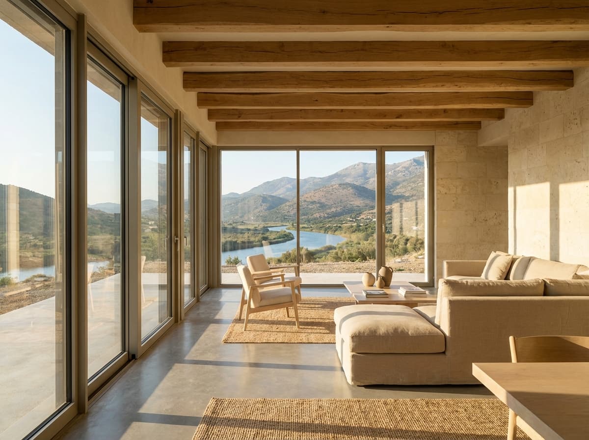 Interior of an Acheron Living villa showing quality finishes and natural light