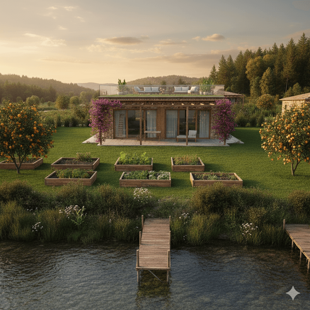 Private roof garden terrace with panoramic views of the Acheron valley
